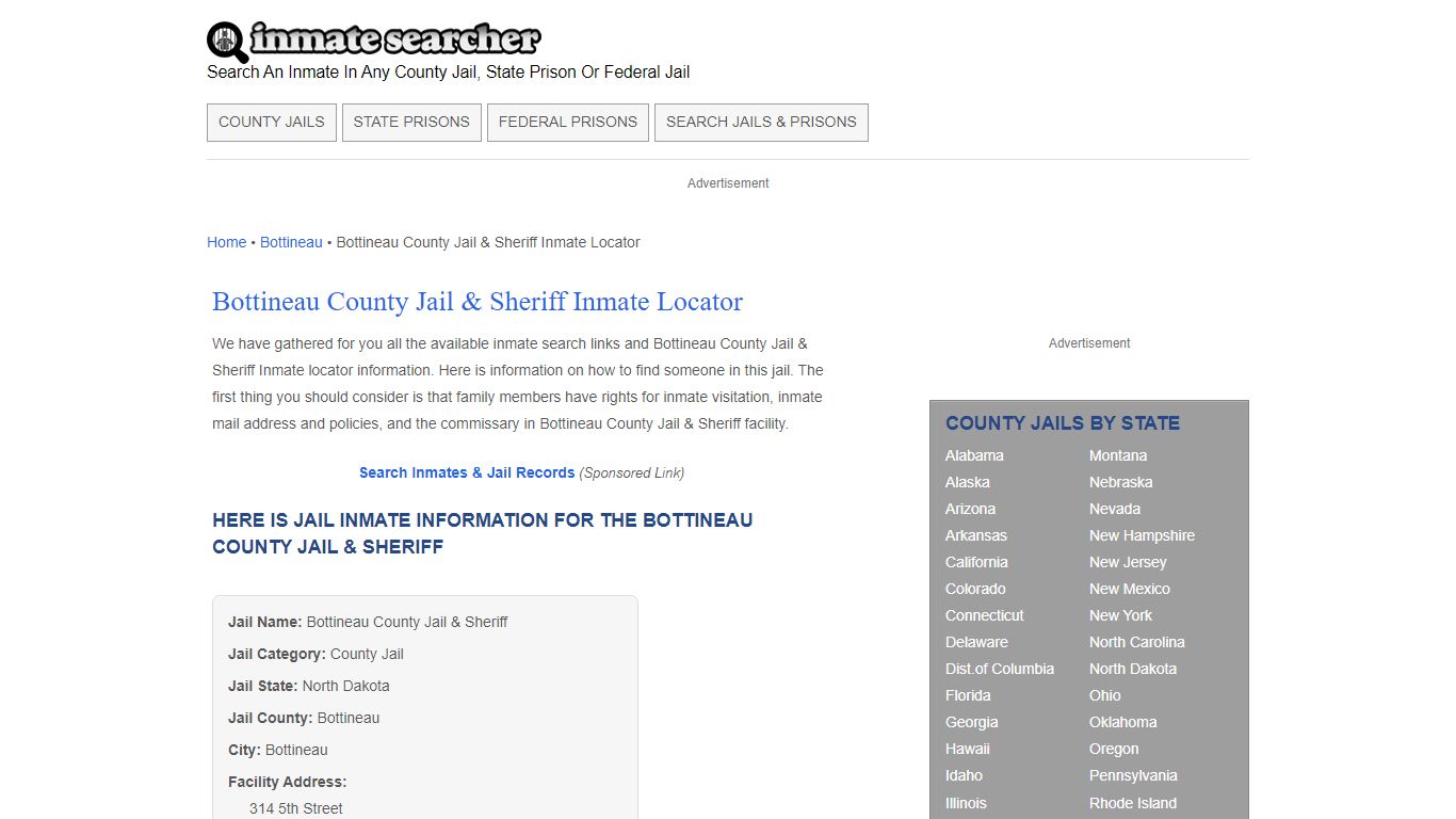 Bottineau County Jail & Sheriff Inmate Locator - Inmate Searcher
